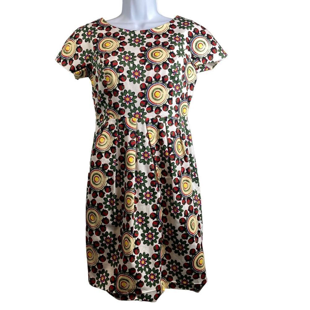 Alice San Diego Women's Floral Pleated Dress Size M Short Sleeve Dainty Coquette